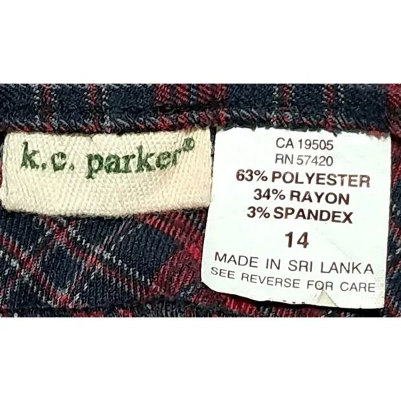 KC Parker Plaid Pleated Skirt Girls Size 14 Red/Black Polyester Blend Vtg Y2K - Picture 2 of 5